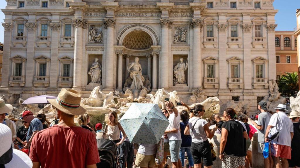 Crowds at the Trevi Fountain in Rome