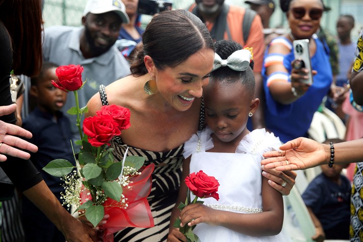 Prince Harry and Meghan Markle during a community engagement