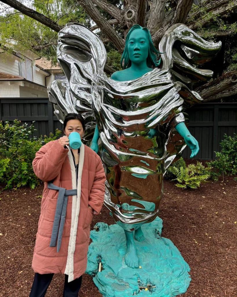 Detail of the statue depicting Priscilla Chan