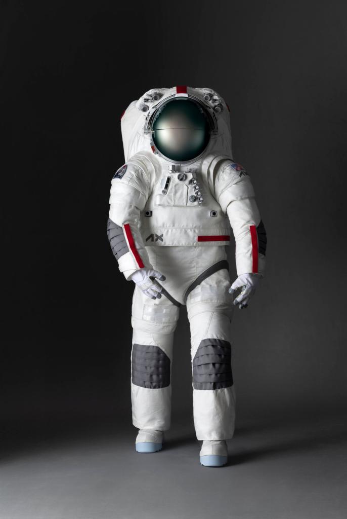 A preview of the AxEMU spacesuit, showcasing its sleek design and functionality