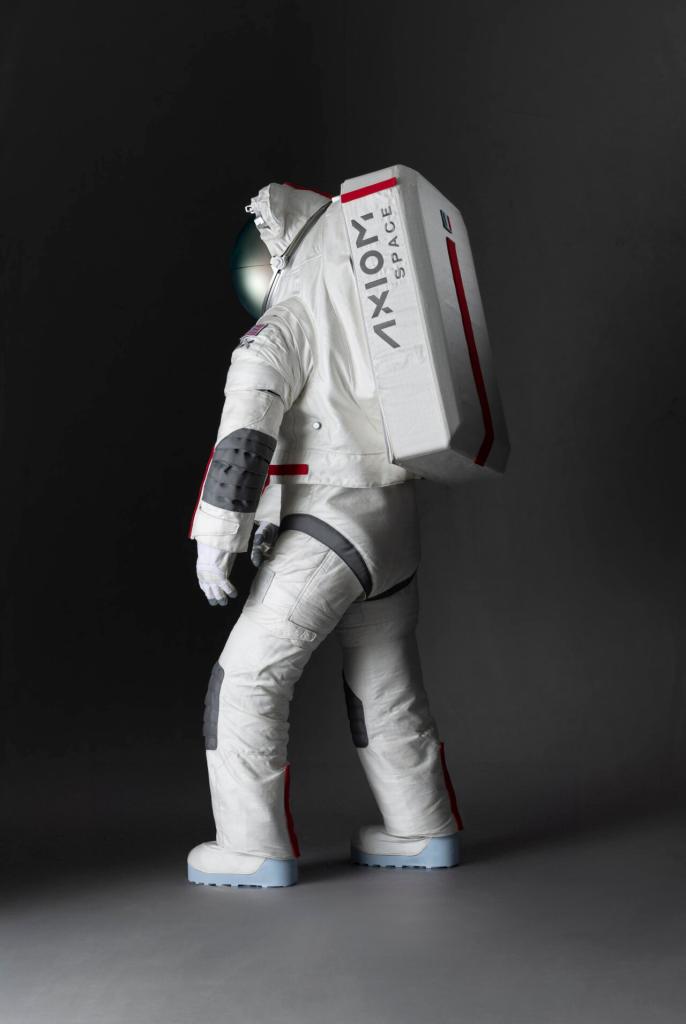 The AxEMU spacesuit on display, highlighting its design features and practicality