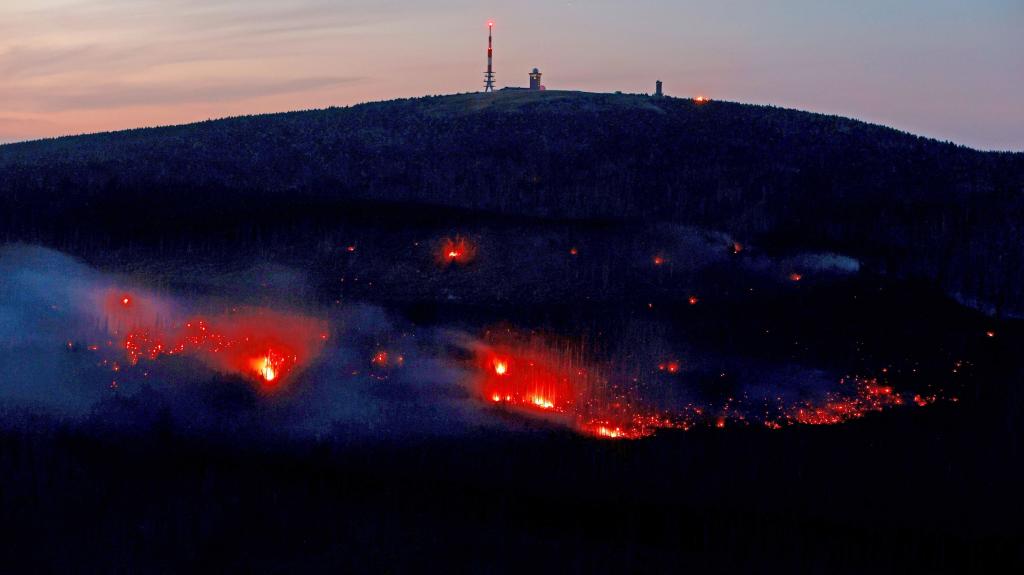 Firefighters coordinating on the ground