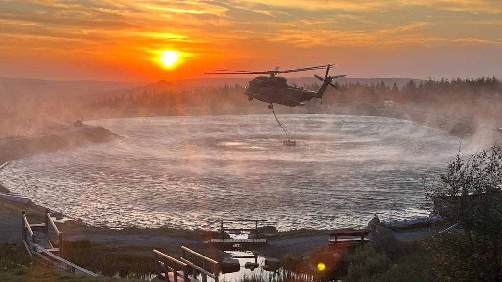 Intense Firefighting Efforts in the Harz Mountains Wildfires