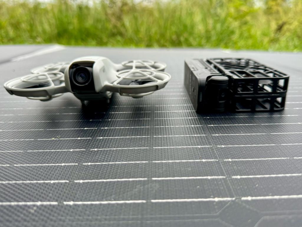 Close-up of DJI Neo showcasing its sleek design and functionalities