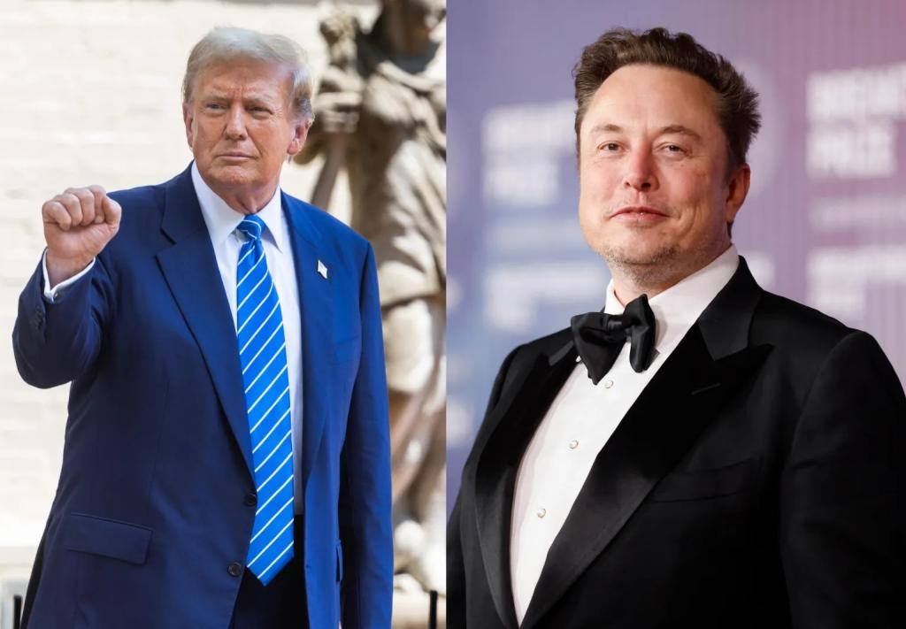 Elon Musk and Donald Trump during a public event